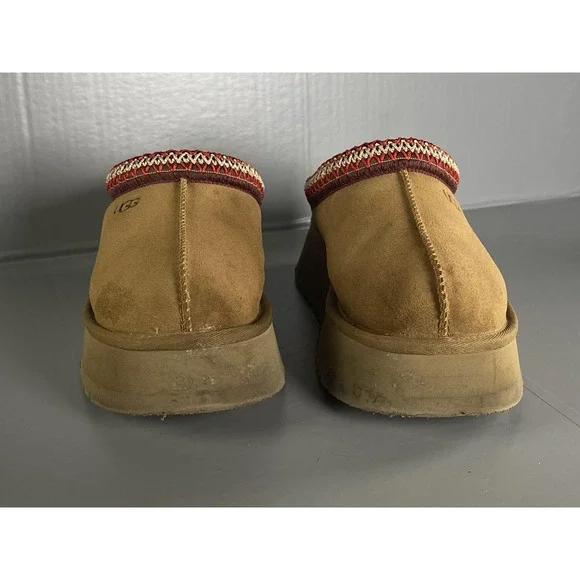 UGG Tazz II Shoes Womens Size 7 Chestnut Suede Platform Sheepskin Slippers - Picture 5 of 12